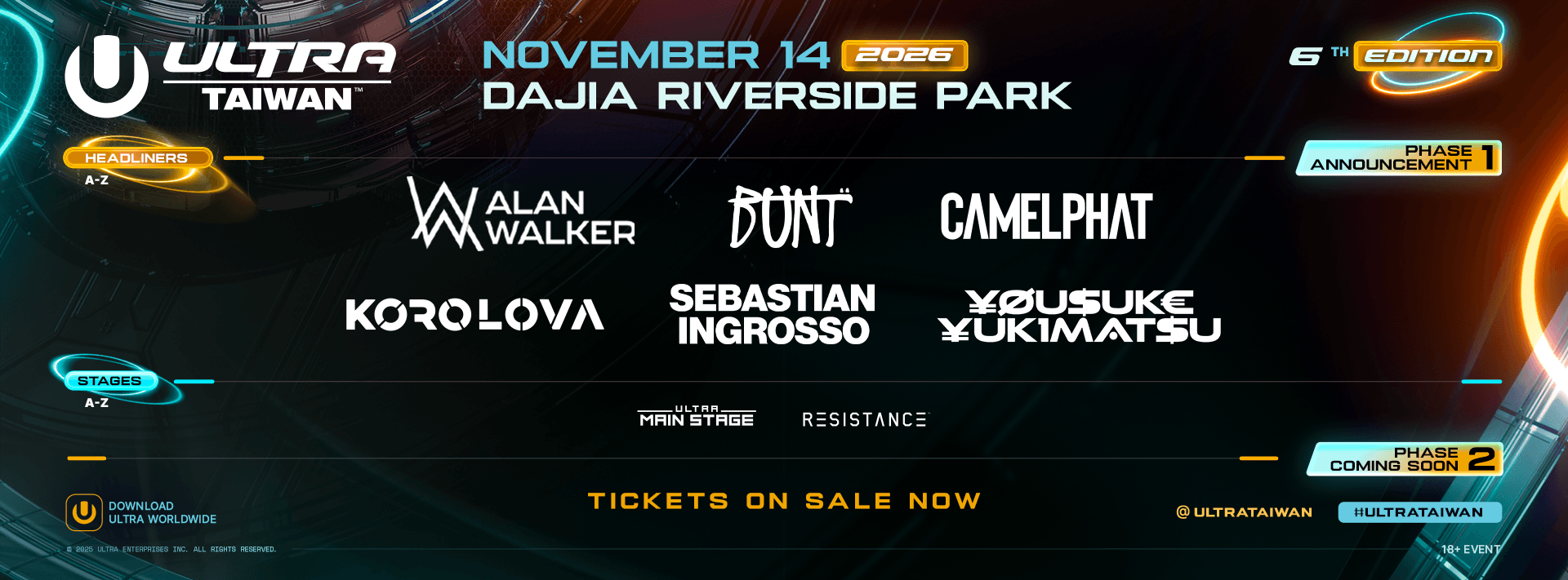 Ultra Taiwan 2026 Phase 1 Lineup